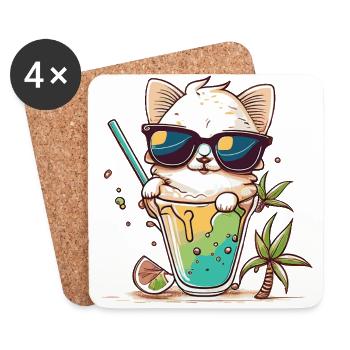 The coolest cat on the beach - Coasters (set of 4) - white - Front