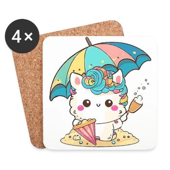 Licorne mignonne pour les enfants - Dessous de verre (lot de 4) - blanc - Devant