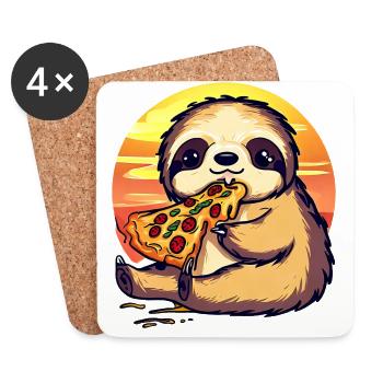 Pizza Faultier im Sonnenuntergang - Untersetzer (4er-Set) - Weiß - Vorne