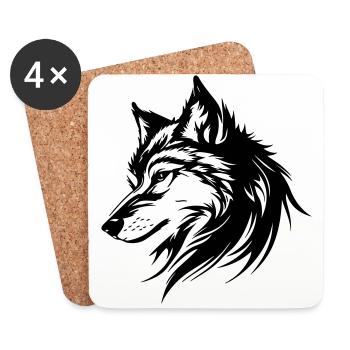 Wolf Silhouette - Coasters (set of 4) - white - Front