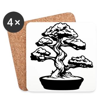 Symbole du bonsaï de l’arbre - Dessous de verre (lot de 4) - blanc - Devant