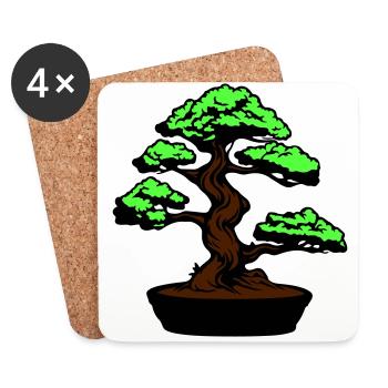 Symbole du bonsaï de l’arbre - Dessous de verre (lot de 4) - blanc - Devant