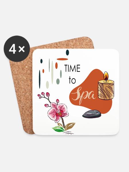 Time to Spa - Untersetzer (4er-Set) - Weiß