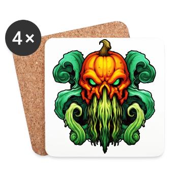 Cthulhu trifft auf Kürbis - Untersetzer (4er-Set) - Weiß - Vorne