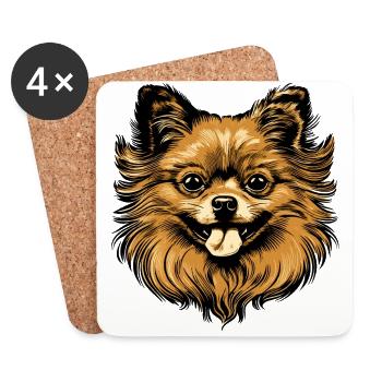 Pomeranian Dog Head Animal - Coasters (set of 4) - white - Front