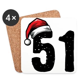 51 Zahl Weihnachten - Untersetzer (4er-Set) - Weiß - Vorne
