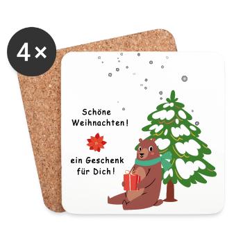 Schöne Weihnachten - Untersetzer (4er-Set) - Weiß - Vorne