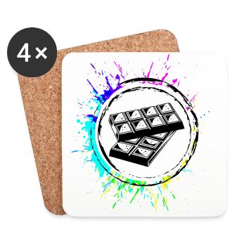 Symbole d’icône de chocolat - Dessous de verre (lot de 4) - blanc - Devant