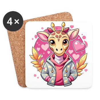 Giraffen-Parade: Coole Giraffe - Untersetzer (4er-Set) - Weiß - Vorne