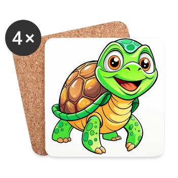 Méga Tortue Mignonne - Dessous de verre (lot de 4) - blanc - Devant