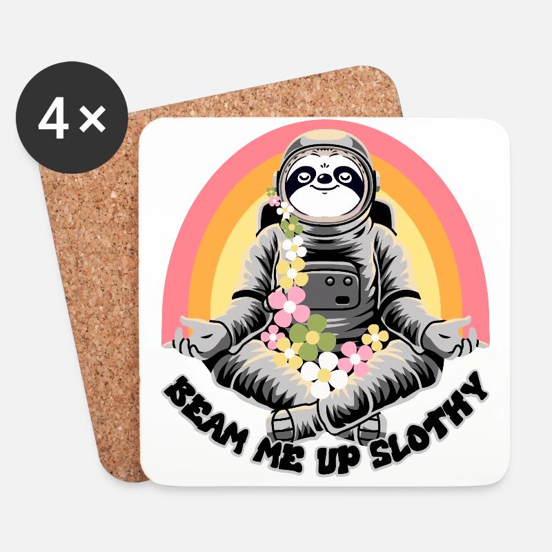 Beam me up Slothy - Untersetzer (4er-Set) - Weiß