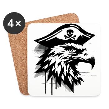 Eagle Head Pirate Buccaneer Graffiti Street Art - Coasters (set of 4) - white - Front