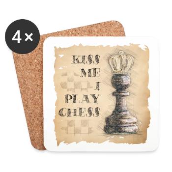 Küss mich, ich spiele Schach. Pawn King / Queen. - Untersetzer (4er-Set) - Weiß - Vorne