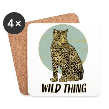 Wild Thing mit Leopard - Untersetzer (4er-Set) - Weiß - Vorne