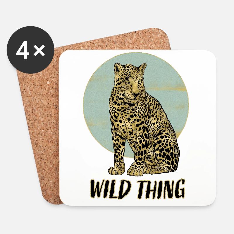 Wild Thing mit Leopard - Untersetzer (4er-Set) - Weiß