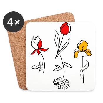 Summer flowers - Coasters (set of 4) - white - Front