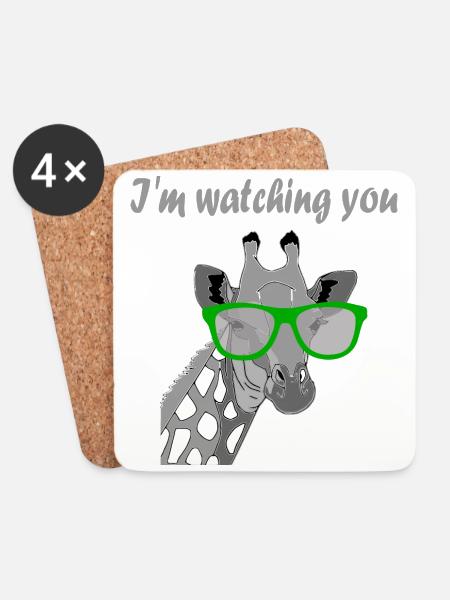 I´m watching you Giraffe Sonnenbrille Geschenk - Untersetzer (4er-Set) - Weiß