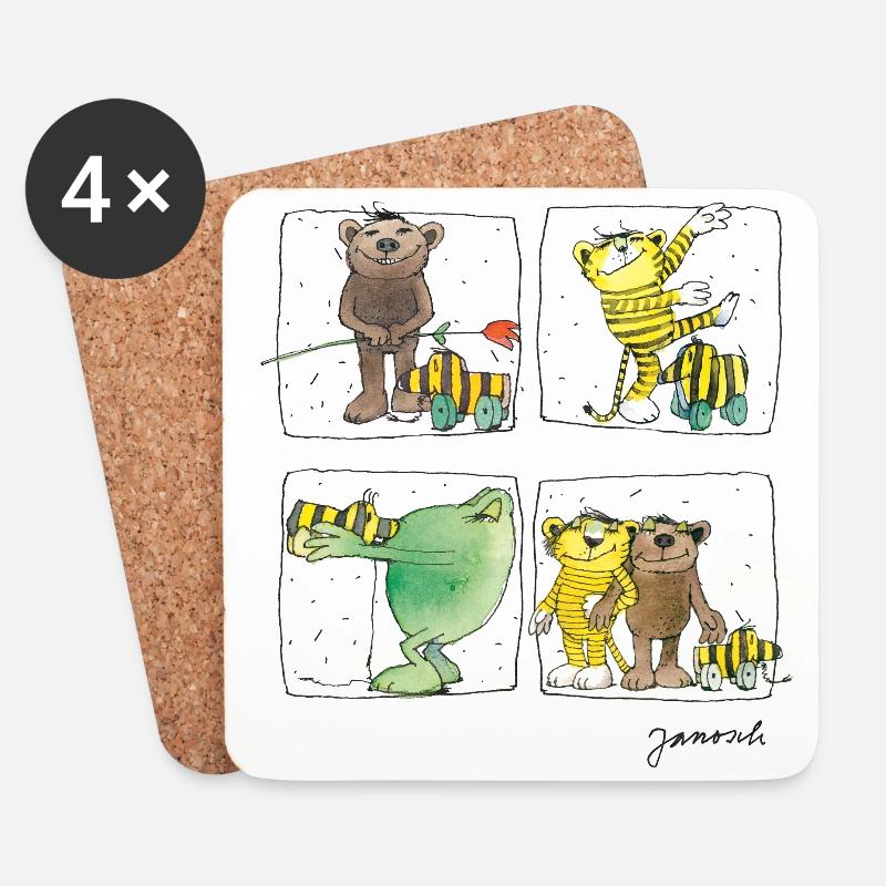 Janosch Tiger Und Freunde Das Leben Ist Schön - Untersetzer (4er-Set) - Weiß