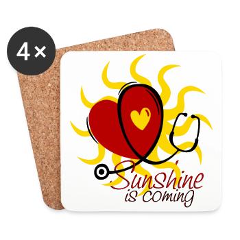 Heart Stethoscope - Sunshine is coming 1 - Untersetzer (4er-Set) - Weiß - Vorne