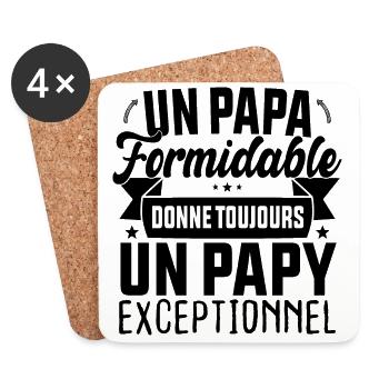 Un Papa Formidable donne un Papy Exceptionnel - Dessous de verre (lot de 4) - blanc - Devant