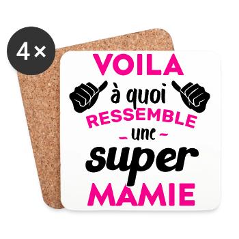 Super Mamie Cadeau Humour Personnalisé - Dessous de verre (lot de 4) - blanc - Devant