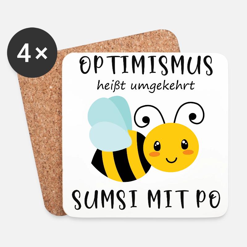 Biene Optimismus Sumsi mit Po - Untersetzer (4er-Set) - Weiß