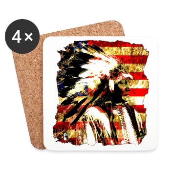 Collage Chief on USA Flag 2 - Coasters (set of 4) - white - Front