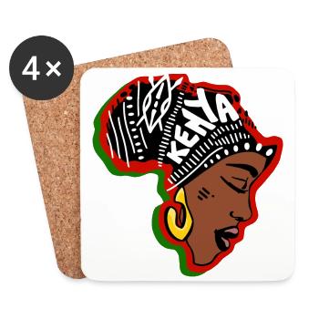 Kenya Kenyan Femme Modèle Drapeau Afrique Carte - Dessous de verre (lot de 4) - blanc - Devant