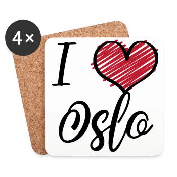 J’aime Oslo - Dessous de verre (lot de 4) - blanc - Devant