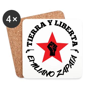"Tierra y Liberta" - Emiliano Zapata - Untersetzer (4er-Set) - Weiß - Vorne