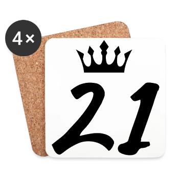 21 Number crown - Coasters (set of 4) - white - Front