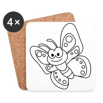 Butterfly Comic Animal - Dessous de verre (lot de 4) - blanc - Devant