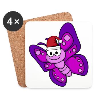 Butterfly Comic Christmas - Dessous de verre (lot de 4) - blanc - Devant
