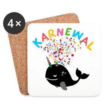 karnewal,wal,konfetti,karneval,walfisch - Untersetzer (4er-Set) - Weiß - Vorne