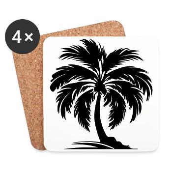Palm Silhouette Symbol - Coasters (set of 4) - white - Front
