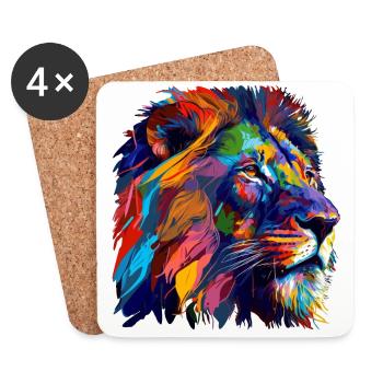 Lion Head Oil Painting Gift - Coasters (set of 4) - white - Front