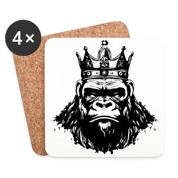 Roi Tête de Couronne de gorille - Dessous de verre (lot de 4) - blanc - Devant