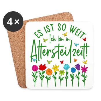 Altersteilzeit Garten bunte Blumen Ruhestand Rente - Untersetzer (4er-Set) - Weiß - Vorne
