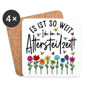 Altersteilzeit Garten bunte Blumen Ruhestand Rente - Untersetzer (4er-Set) - Weiß - Vorne