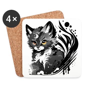 naughty kitten - Coasters (set of 4) - white - Front