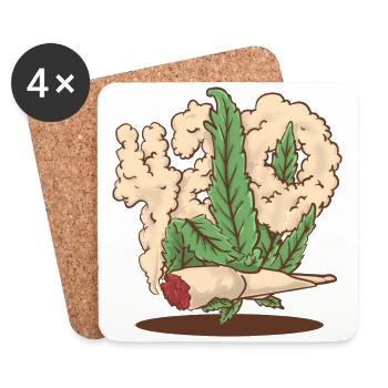 420 Hanfhand, die eine Cannabis-Joint-Karikatur hält - Untersetzer (4er-Set) - Weiß - Vorne