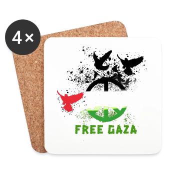 Free gaza,birds, graffiti,gaza - Coasters (set of 4) - white - Front