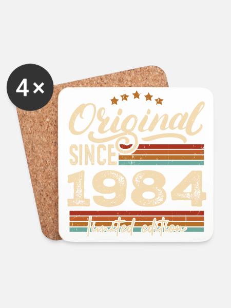 Original 1984 Jahrgang - 1984 Geburtstagsgeschenk - Untersetzer (4er-Set) - Weiß