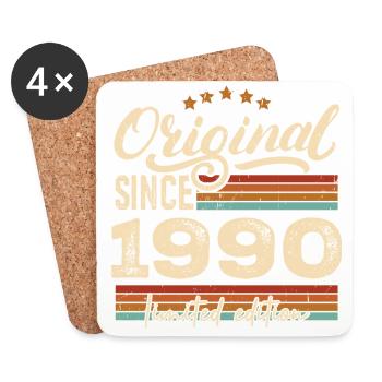 Original 1990 Vintage - 1990 Birthday Gift - Coasters (set of 4) - white - Front
