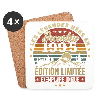 Cadeau Anniversaire Décembre 1995 - Decembre 1995 - Dessous de verre (lot de 4) - blanc - Devant