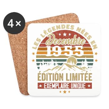 Cadeau Anniversaire Décembre 1955 - Decembre 1955 - Dessous de verre (lot de 4) - blanc - Devant