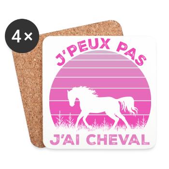 J'Peux Pas J'ai Cheval Animal Equitation - Dessous de verre (lot de 4) - blanc - Devant