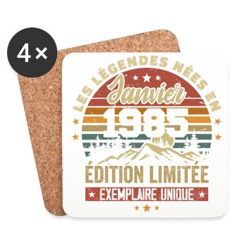 Légendaire depuis Janvier 1985 Vintage Cadeau 1985 - Dessous de verre (lot de 4) - blanc - Devant