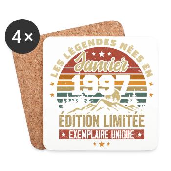Légendaire depuis Janvier 1997 Vintage Cadeau 1997 - Dessous de verre (lot de 4) - blanc - Devant