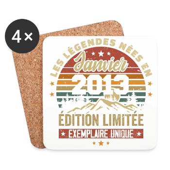 Légendaire depuis Janvier 2013 Vintage Cadeau 2013 - Dessous de verre (lot de 4) - blanc - Devant